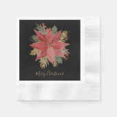 Red Poinsettia Flower Merry-kerstfeestartikel Servet (Voorkant)