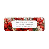 Red Poinsettia Flower Return Address Label (Voorkant)
