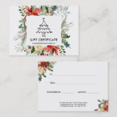Red Poinsettia Flowers Certificat cadeau de Noël (Devant / Derrière)