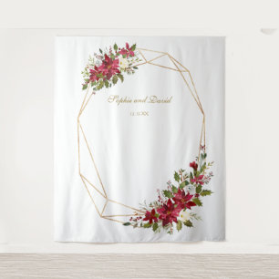 Red Poinsettia Gold Lijst Wedding Photo Booth Wandkleed