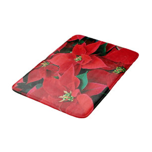 Red Poinsettia Holiday Badmat