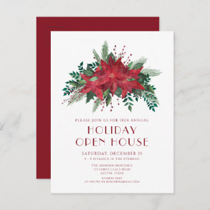Red Poinsettia Holiday Open House Invitation