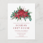 Red Poinsettia Holiday Open House Invitation (Devant)