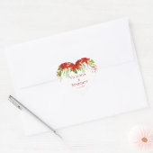 Red Poinsettia Holiday Wedding gepersonaliseerd Hart Sticker (Envelop)