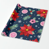 Red Poinsettia Holidays Cadeaupapier (Uitgerold)