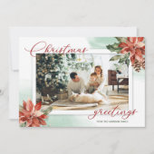 Red Poinsettia Holly 2-kerstkaart (Voorkant)