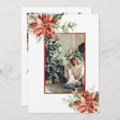 Red Poinsettia Holly 2 met Kerstmis Aankondiging (Voorkant / Achterkant)