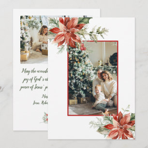 Red Poinsettia Holly 2 met Kerstmis Aankondiging