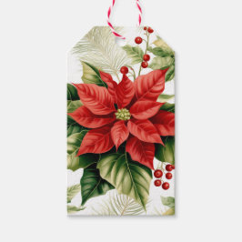 Red Poinsettia Holly Berry Kerstmis gepersonalisee Cadeaulabel