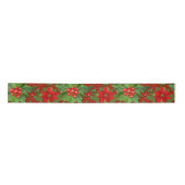 Red Poinsettia Holly Floral Pattern | Kerstmis Lint (Voorkant)