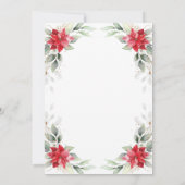 Red Poinsettia Holly Kerstfeest Kaart (Achterkant)