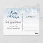 Red Poinsettia Holly Rustic kerstgroet Briefkaart (Achterkant)