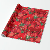 Red Poinsettia kerst Cadeaupapier (Uitgerold)