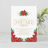 Red Poinsettia kerstfeest Kaart (Staand voorkant)