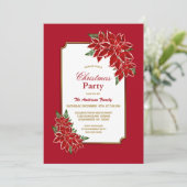 Red Poinsettia kerstfeest Kaart (Staand voorkant)