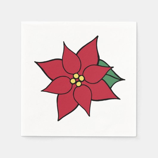 Red Poinsettia kerstfeest Napkins Servet (Voorkant)