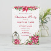 Red Poinsettia & Lantern Corporate Kerstmis Kaart (Staand voorkant)