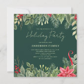 Red Poinsettia Noël Fête Invitation (Devant)