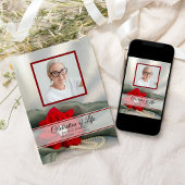 Red Poinsettia Parels Viering van het Leven Memori Kaart