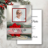 Red Poinsettia Parels Viering van het Leven Memori Kaart