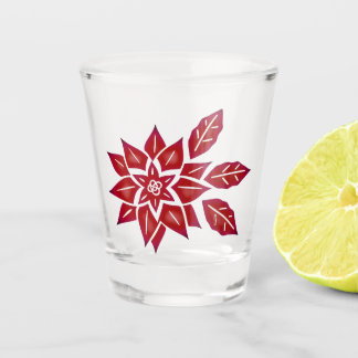 Red Poinsettia Shot Glas