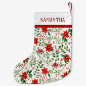 Red Poinsettia Tropical Christmas Pattern Kleine Kerstsok (Achterkant)