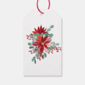 Red Poinsettia Vakantie Bloemen Monogram Cadeaulabel (Achterkant)