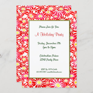 Red Poinsettias Editable Holiday 5x7 Invitations