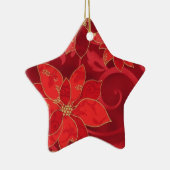 Red Poinsettias Holiday kerstversiering Keramisch Ornament (Rechts)