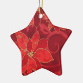 Red Poinsettias Holiday kerstversiering Keramisch Ornament (Links)