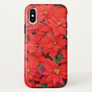 Red Poinsettias I Kerstfeestdag Floral Foto iPhone XS Hoesje
