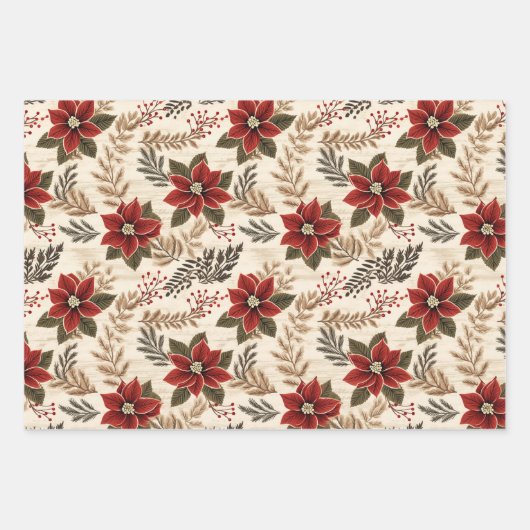 Red Poinsettias Inpakpapier Vel (Voorkant)