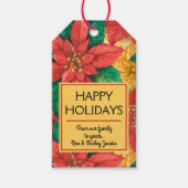 Red Poinsettias KerstFloral Cadeaulabel (Voorkant)