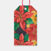 Red Poinsettias KerstFloral Cadeaulabel (Achterkant)