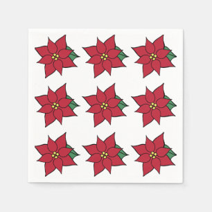 Red Poinsettias Napkins Servetten