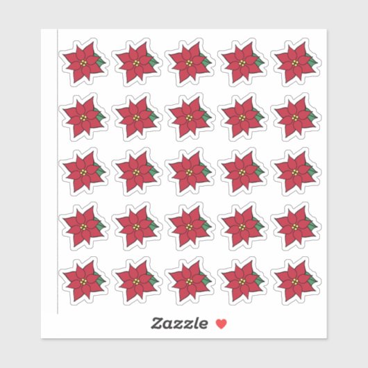 Red Poinsettias Stickers  (Vel)