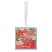 Red Poinsettias voor Kerstmis Ornament (Rechts)