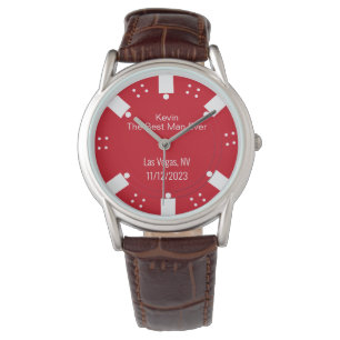 Red Poker Chip Casino Thema Beste Man Gift Horloge