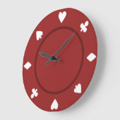 Red Poker Chip Clock Grote Klok (Hoek)