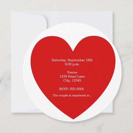 Red Poker Chip Heart Verloving Uitnodiging (Achterkant)