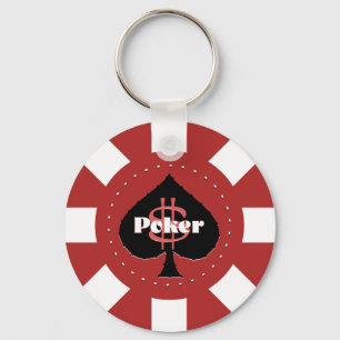 Red Poker Chip Sleutelhanger
