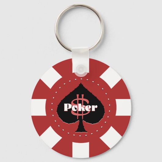 Red Poker Chip Sleutelhanger (Voorkant)