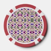 Red poker chip with floral pattern (Achterkant)