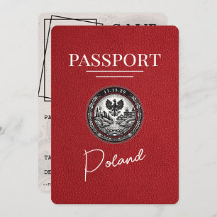 Red Poland Passport Bewaar de datum Save The Date
