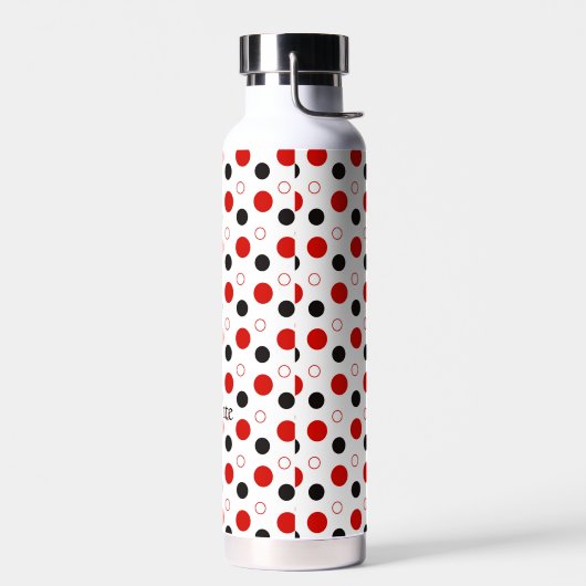 Red Polka dot Aangepaste naam Waterfles (Links)
