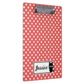 Red Polka Dot and Black Cat Personalized Klembord (Rechts)