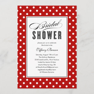 Red Polka Dot Bridal Shower Invitations Kaart