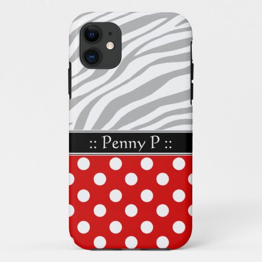 Red Polka Dot Faded Zebra Imprimer iPhone 5 Coque (Dos)