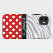 Red Polka Dot Faded Zebra Imprimer iPhone 5 Coque (Dos (Horizontal))
