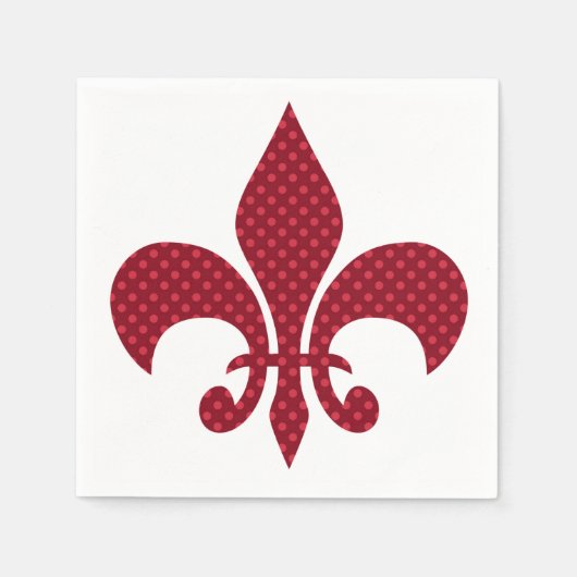 Red Polka Dot Fleur de Lis Servetten (Voorkant)